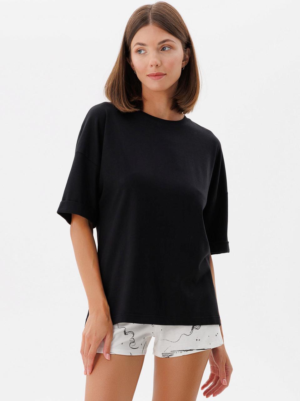 Пижама женская Leinle футболк/шорты M Белый/Черный (1407/15006)