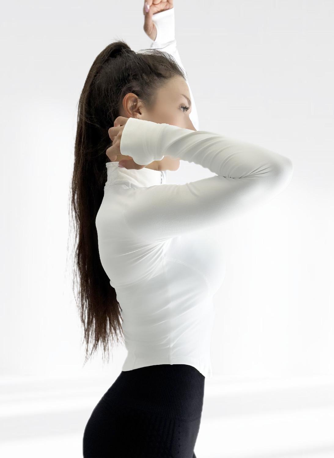 Кофта спортивная женская LILAFIT на замке L Белый (SKJ000013) - фото 3 Кофта спортивная женская LILAFIT на замке L Белый (SKJ000013) - фото 3