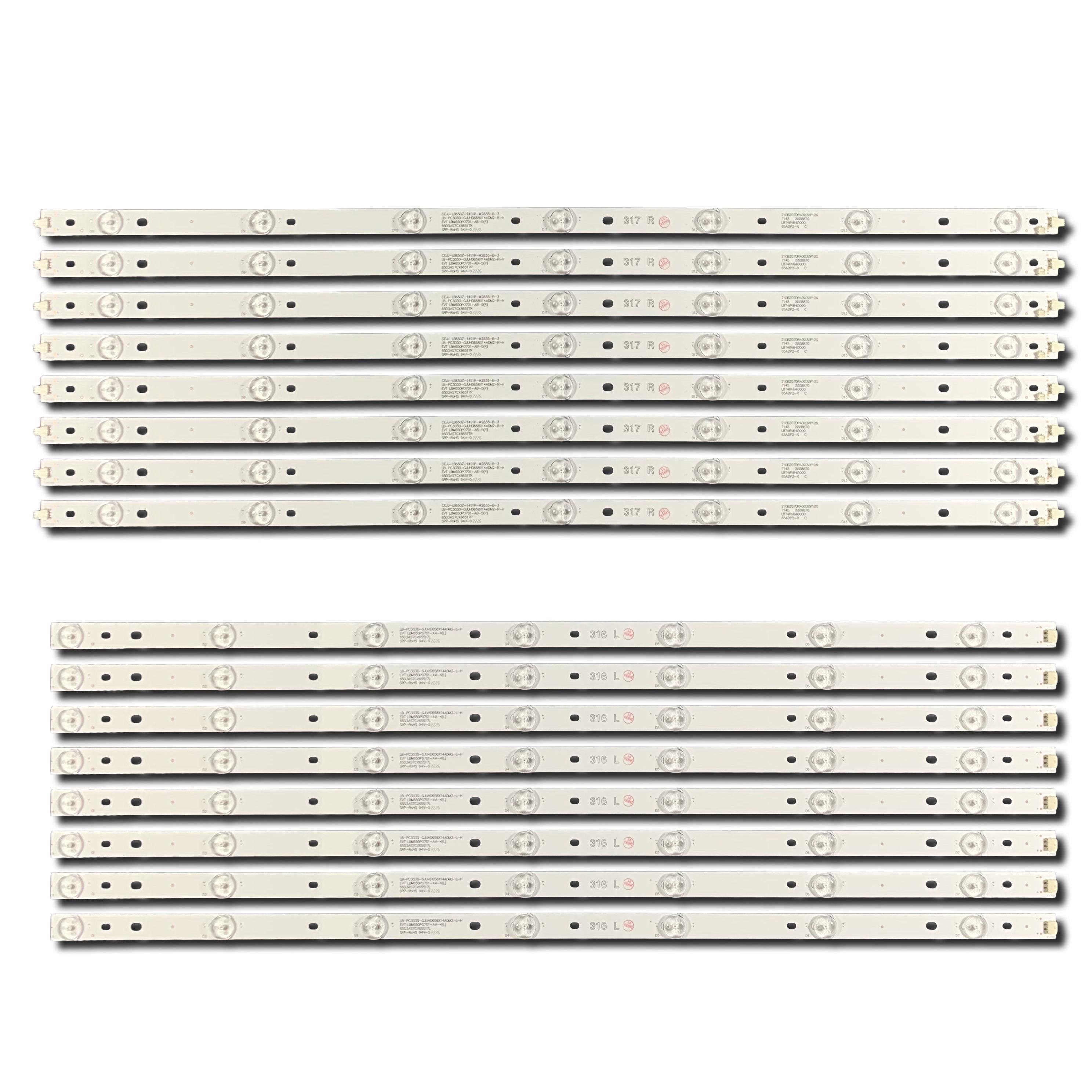 Комплект LED підсвітки Philips для TV 65/LB-PC3030-GJUHD658X14ADM2-L-H EVT LBM650P0701-AA-4(L) 65D3AS7CX65517L (ART-11746)