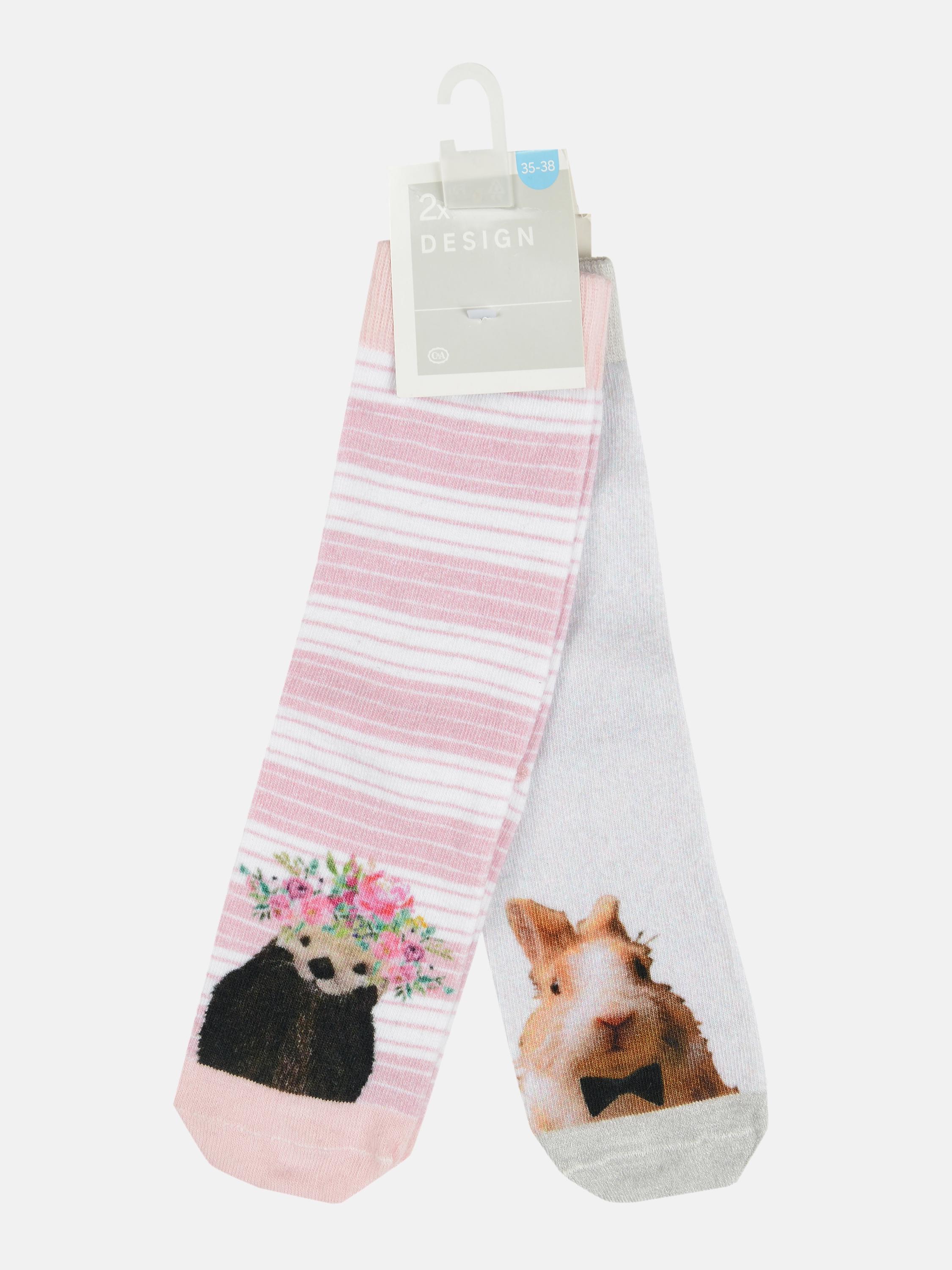 Шкарпетки C&A 2 пари р. 39-42 Сірий/Рожевий (2241379440601)
