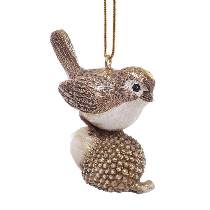 Декоративная подвеска Bonadi Птичка на желуде 6 см (707-178)