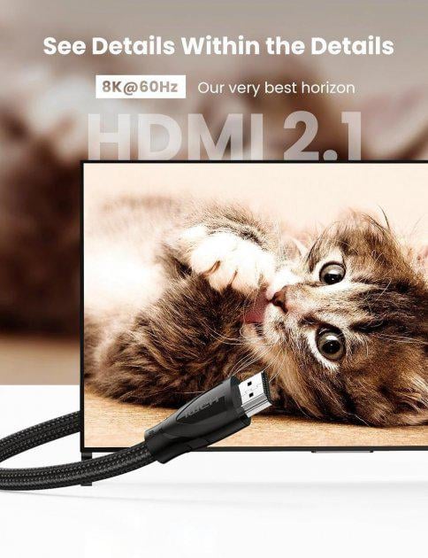 Кабель Ugreen HDMI to HDMI V2,1 8k Braided Cable 2 м HD140/80403 - фото 9