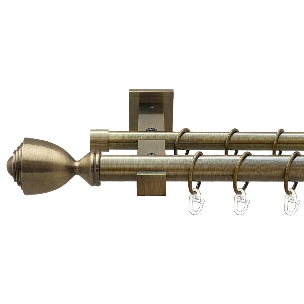 Карниз Orvit Палаціо металевий дворядний техно гладка труба кільце металеве 25/19 мм 200 см Антик (00-00026037)