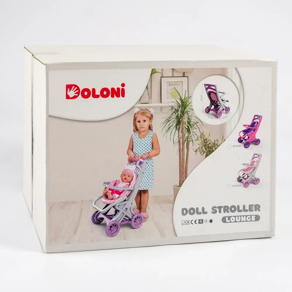 Візочок-шезлонг для ляльок і пупсів Doloni Toys з пластику 56 см Сіро-рожевий (150-98-0122/04) - фото 4