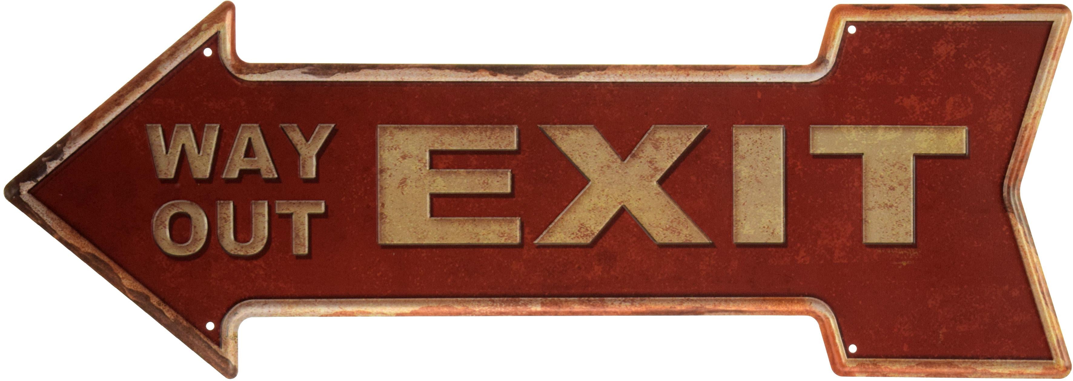 Табличка металлическая Выход/Exit Way Out 16x45 см