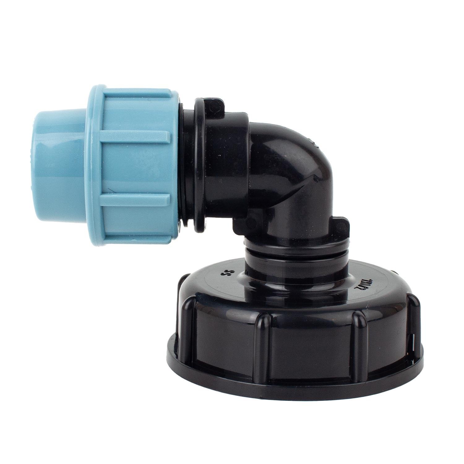 Угловой переходник из еврокуба S60х6 на ПНД трубу 20 мм