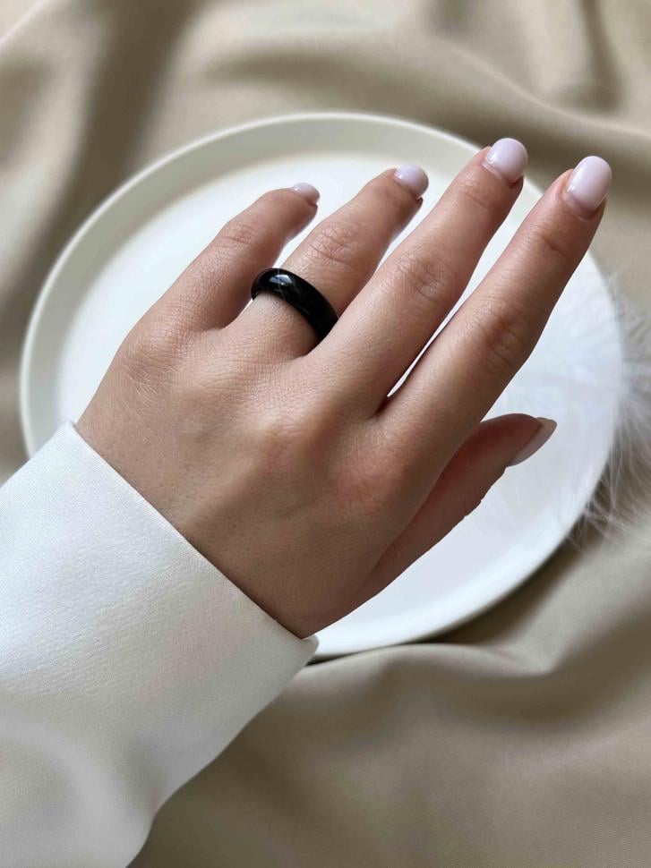 Кільце з агату р. 17 мм Чорний (5220-17) - фото 2 Кільце з агату р. 17 мм Чорний (5220-17) - фото 2