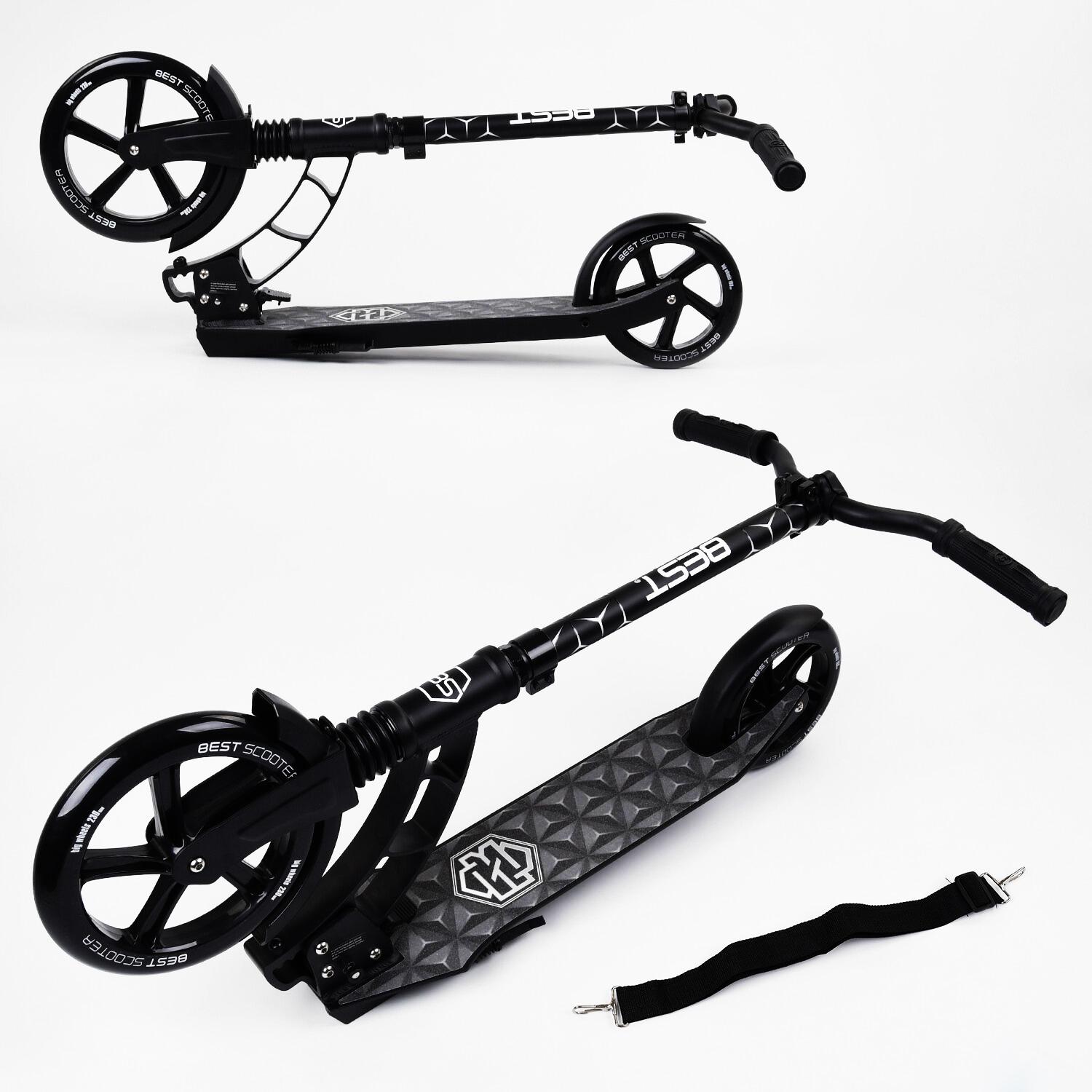 Самокат двоколісний Best Scooter з PU колесами 1 амортизатором Black (00076) - фото 2