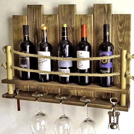 Полка для вина настенная из дерева Миосуми Палисандр (ПНК-016502)