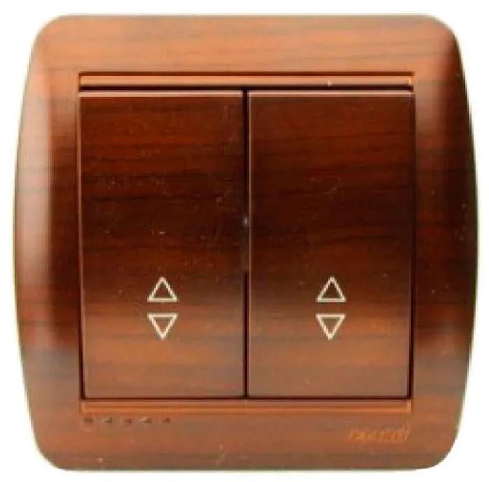 Вимикач двоклавішний прохідний Lezard Demet 711-0400-106 Античний кедр (27552134)