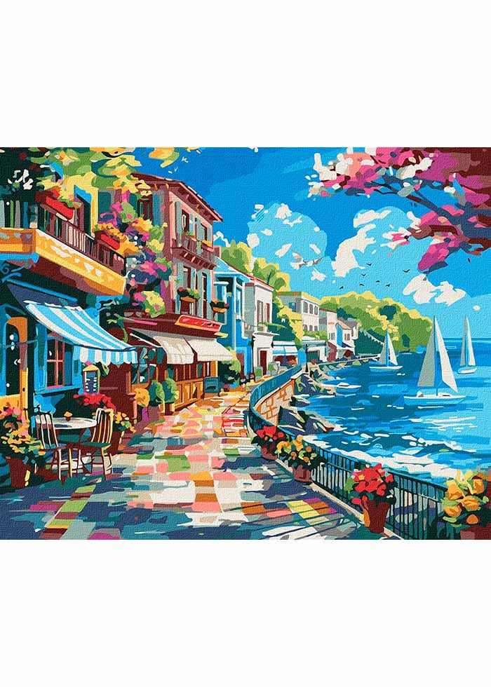 Картина по номерах Ideyka Містечко біля океану 40х50 см (KHO2793)