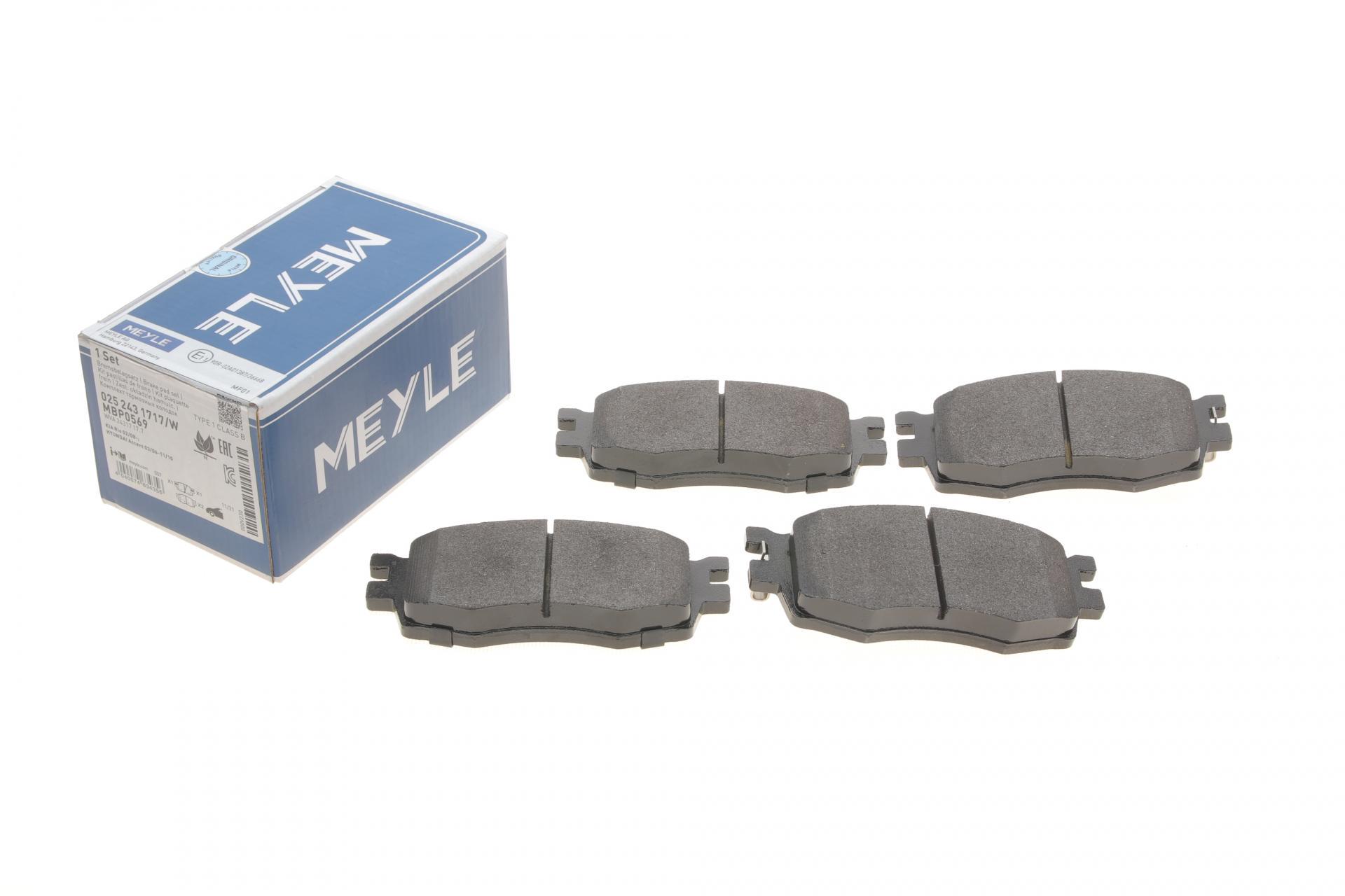 Колодки тормозные передние Meyle Kia Rio/Hyundai Accent 05- (025 243 1717/W MEYLE)