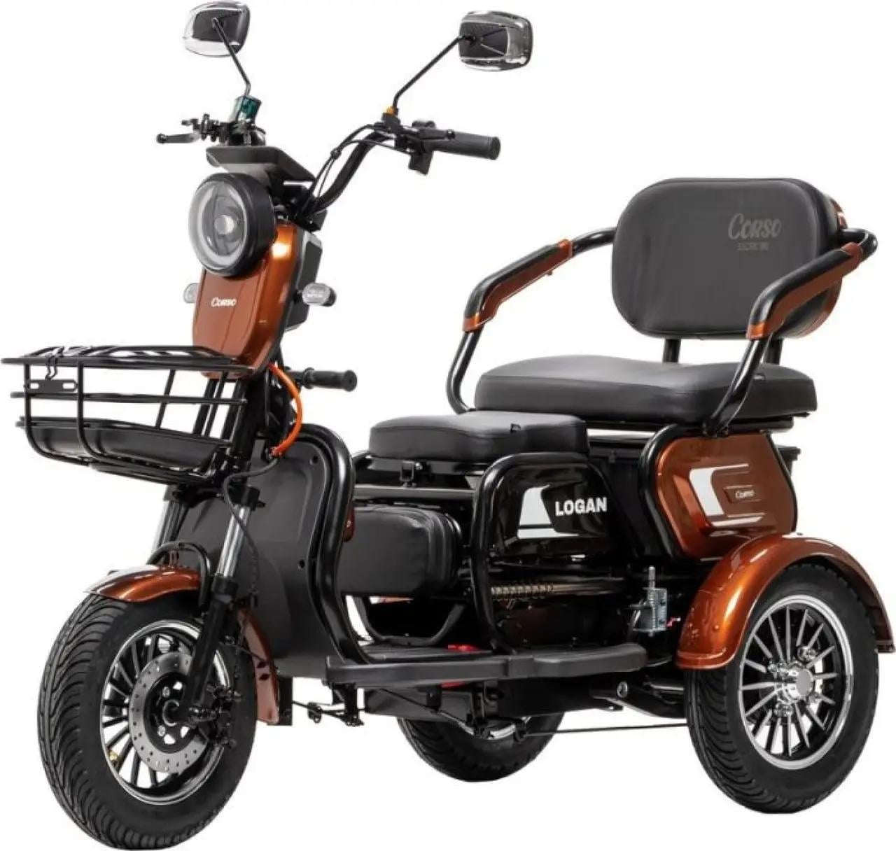 Електроскутер триколісний Corso Logan 1200W 72V/23Ah Коричневий