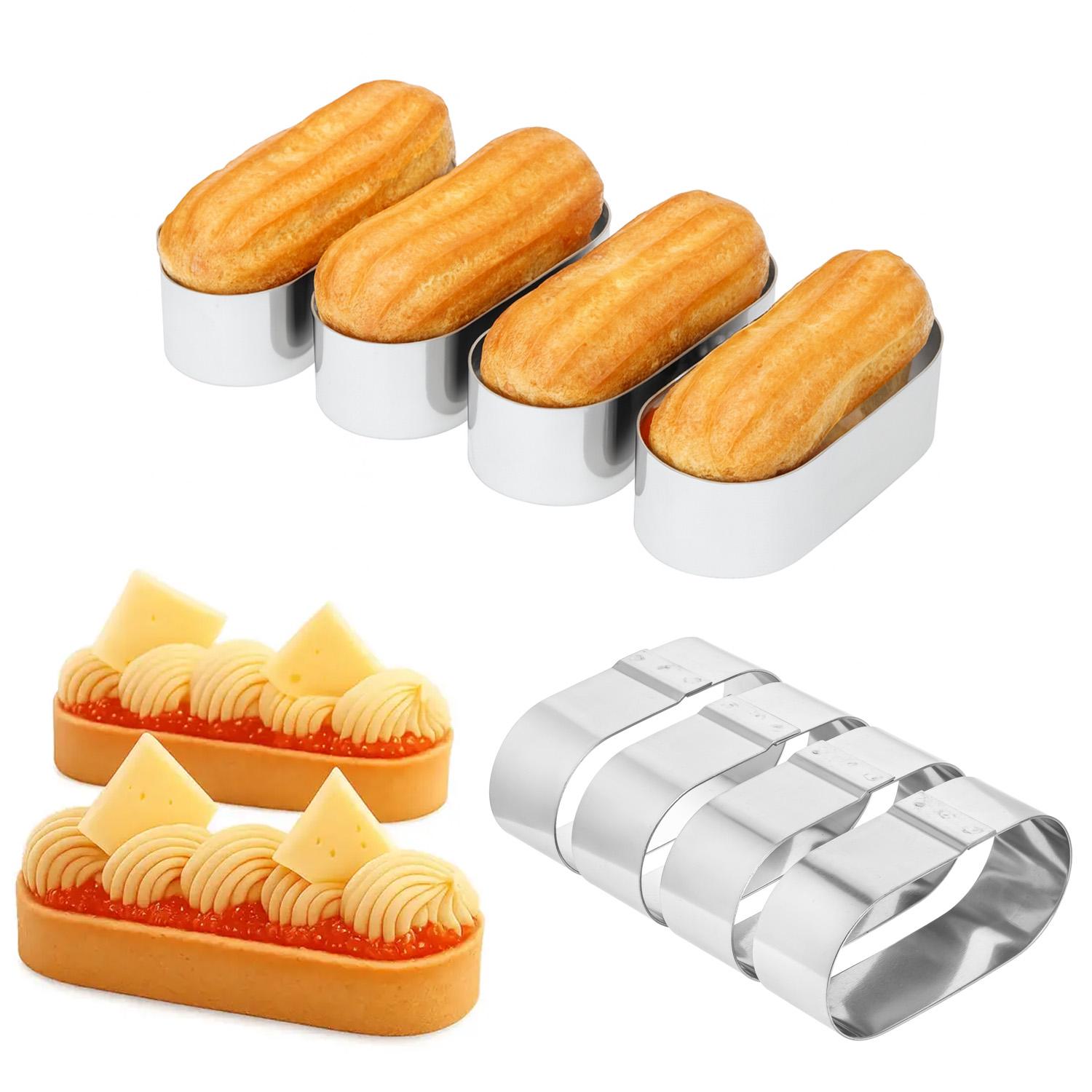 Формочки порційні металеві овальні для еклерів/тістечок/тарталеток 8х4х2,5 см 4 шт. (87232) - фото 2