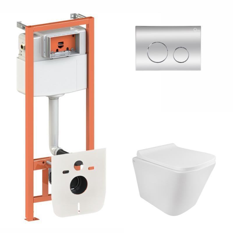 Набор Q-tap инсталляция Nest QT0133M425 с панелью смыва круглой QT0111M11112CRM и унитазом с сиденьем Tern QT1733052ERW (30344614)