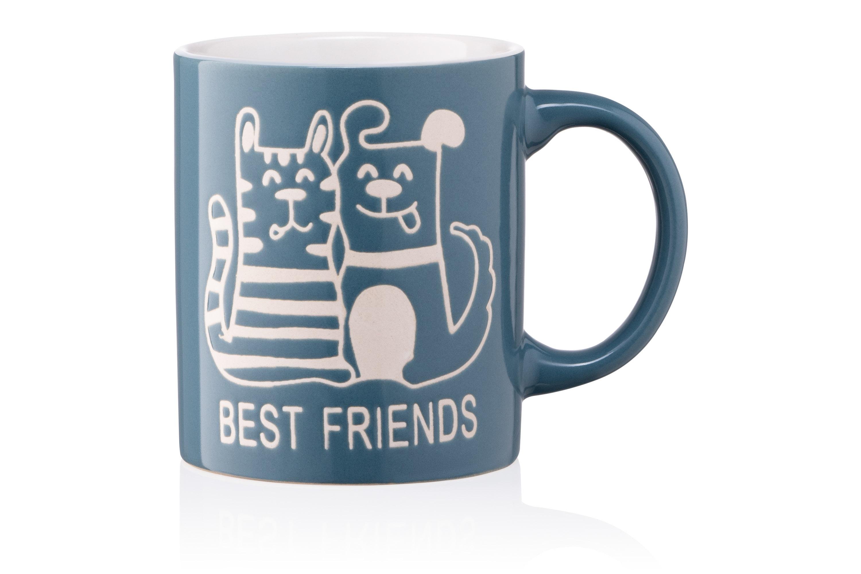 Чашка керамічна Ardesto Best friends з малюнком 330 мл Синій (583387)