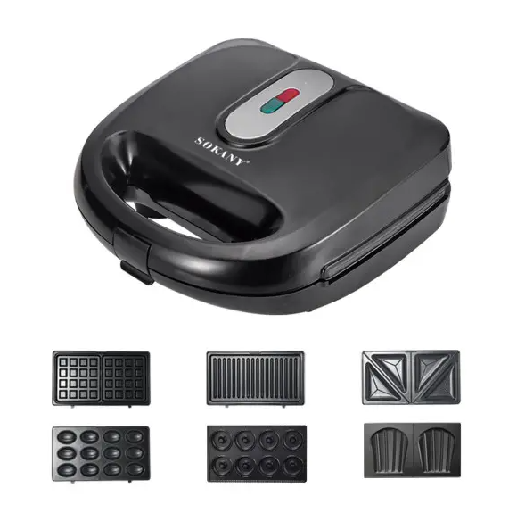 Мультипекарь Sokany SK-908 на 6 пластин с антипригарным покрытием Черный (SK-908)