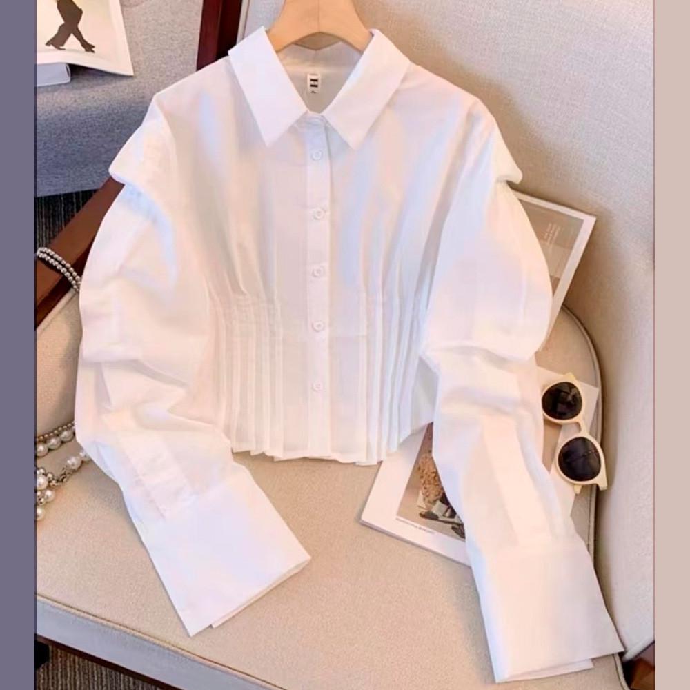 Рубашка для девочки школьная с длинным широким рукавом 150 см Белый (21174138) - фото 2 Рубашка для девочки школьная с длинным широким рукавом 150 см Белый (21174138) - фото 2