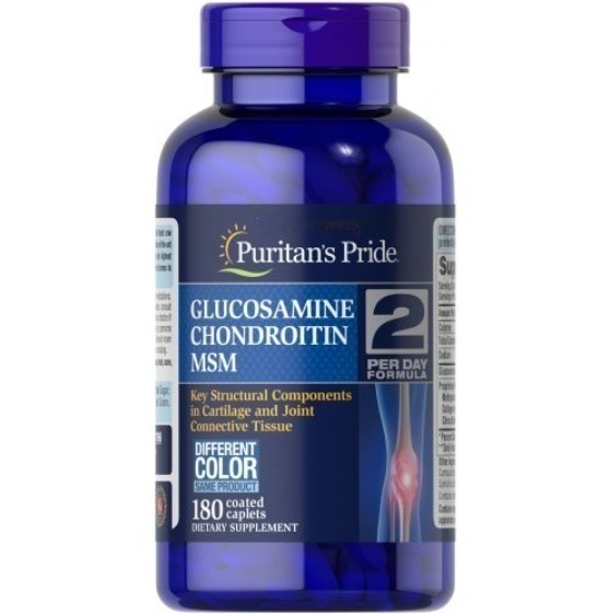 Добавка натуральная Puritans Pride Glucosamine Chondroitin MSM 2 Per Day Formula 180 Caplets