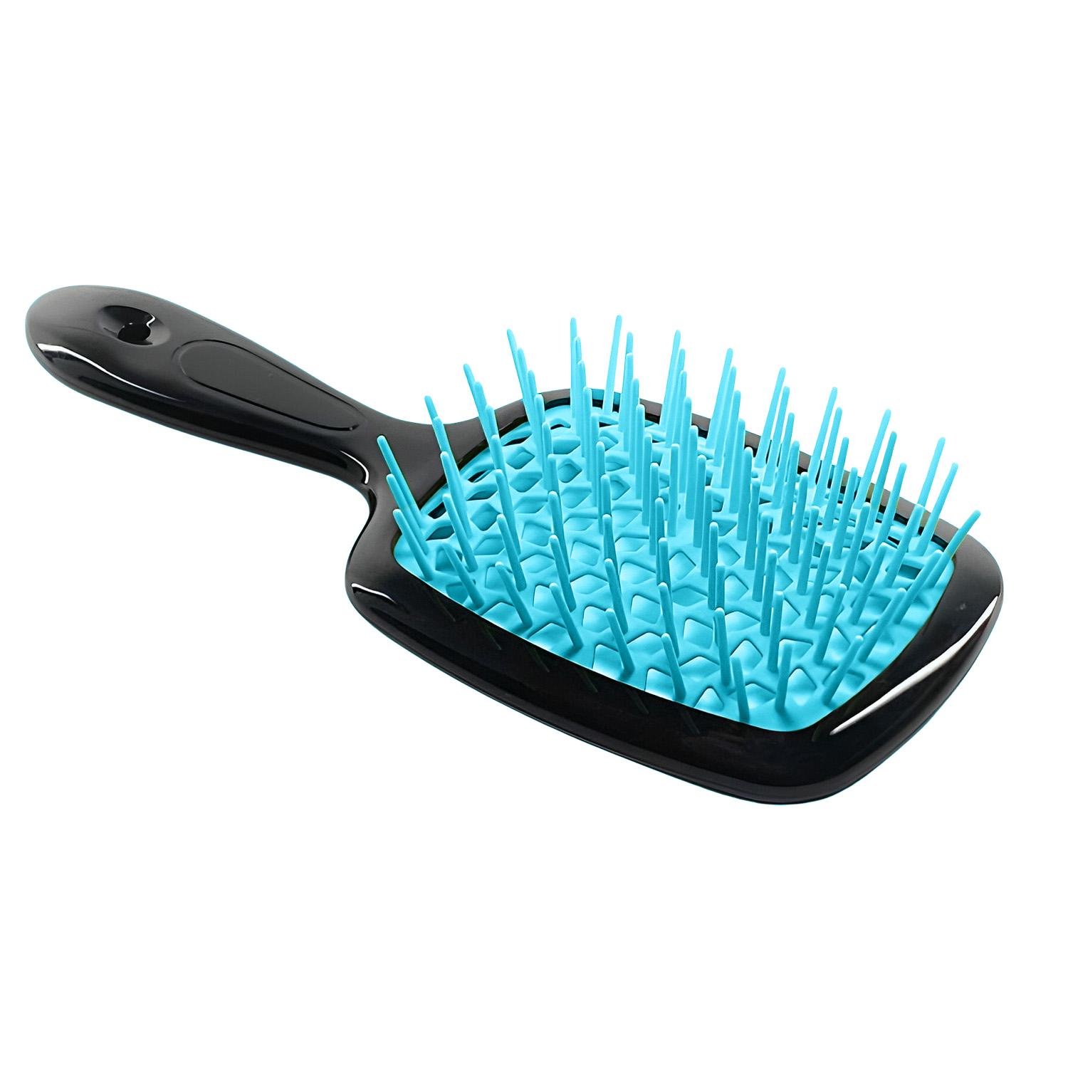 Расческа-щетка для волос Superbrush Plus Hollow Comb Черно-бирюзовый (86732) - фото 1