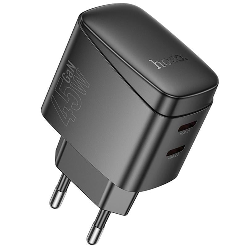 Зарядний пристрій мережевий Hoco CS62A Bright PD45W 2USB-C Black (00000079061_1)