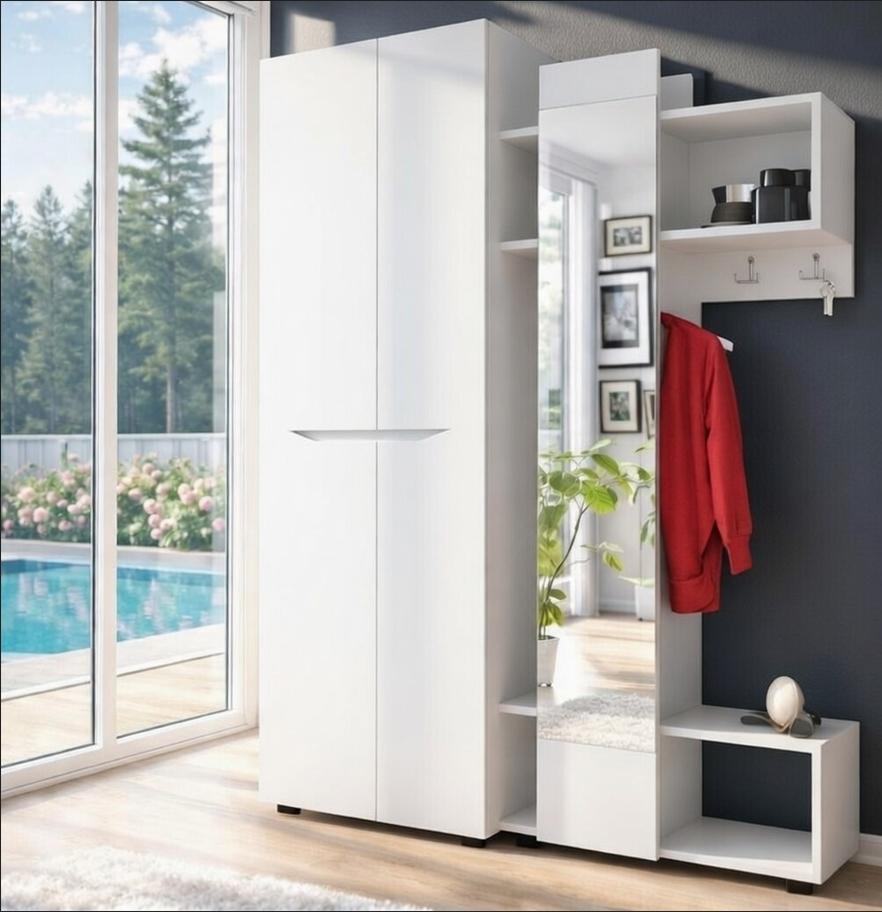 Прихожая Мастер Форм Аякс левосторонняя 1350х376х2000 мм Нимфея Альба (21904)