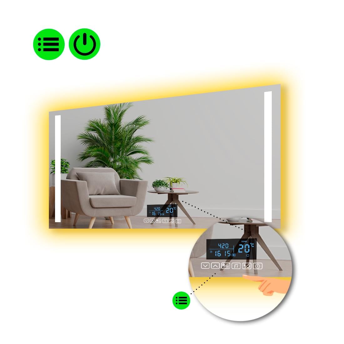 Зеркало с LED подсветкой Adelita с Smart-блоком 90x80 см (8995425)