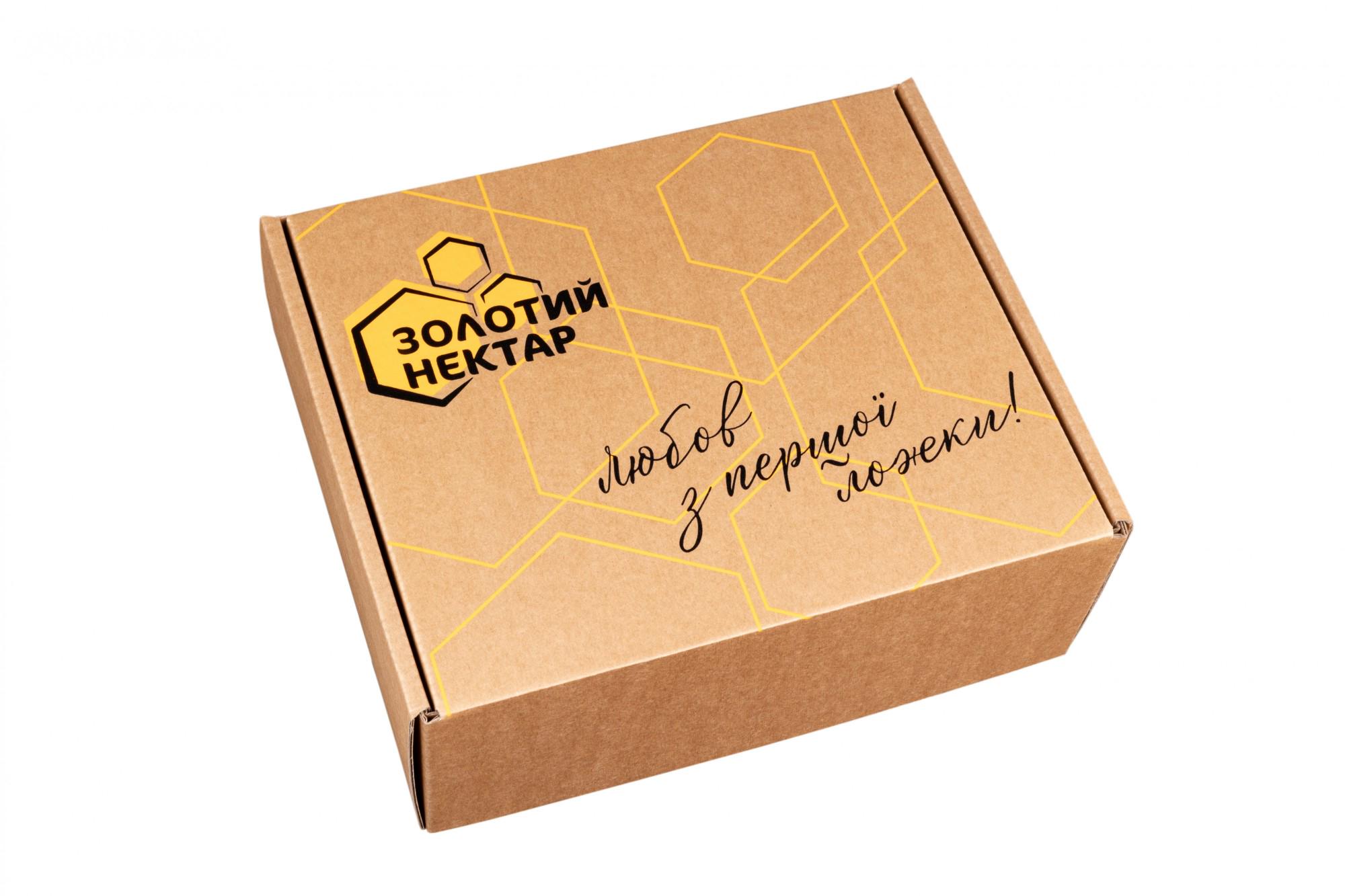 Подарунковий набір меду Золотий Нектар акацієвий/гречаний/ коріандровий/різнотрав'я/липовий/лісовий у банках 1,5 кг