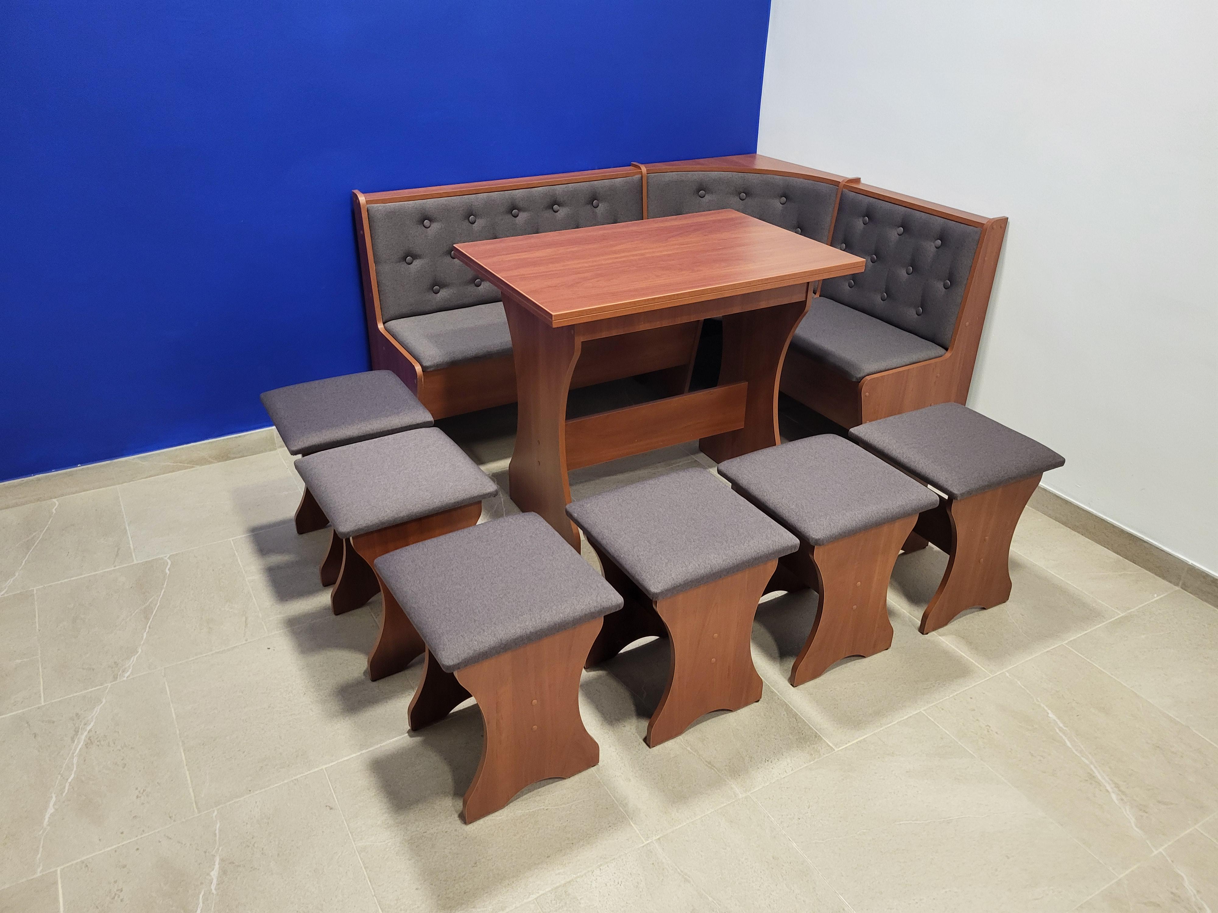 Кухонный уголок со столом и 6 табуретами Семейный 113,5х153,5 см Яблоня/Бонус Нова (KS6T-Y-BN)