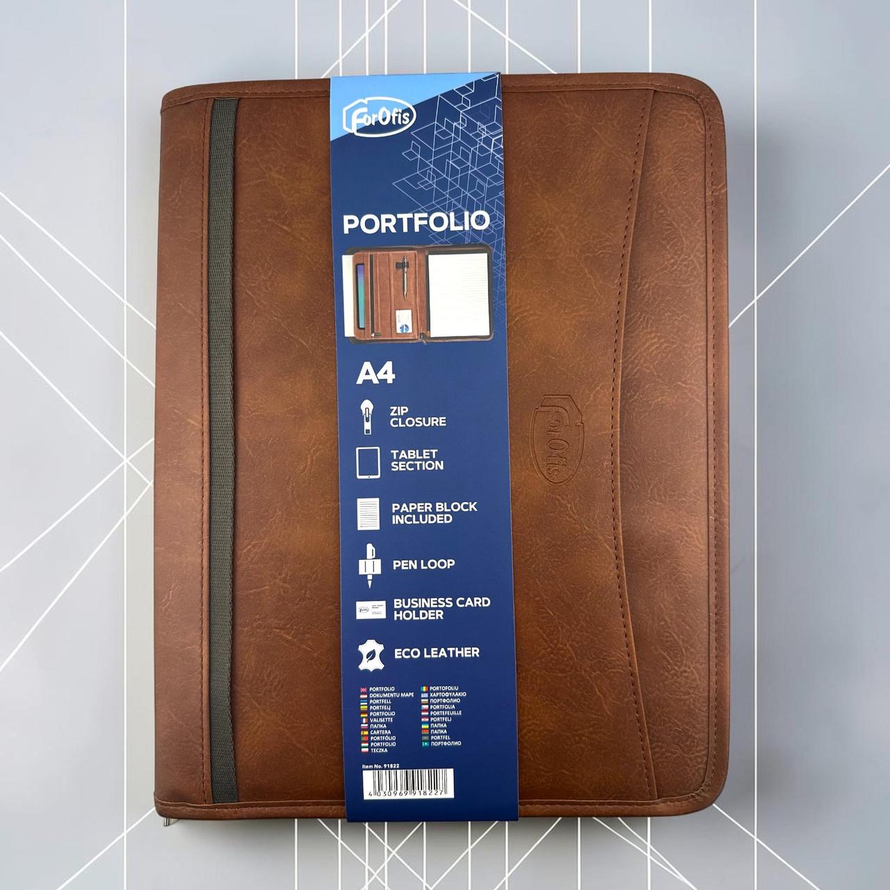 Папка ділова з екошкіри ForOfis 91822 з блокнотом Коричневий (3135235039)