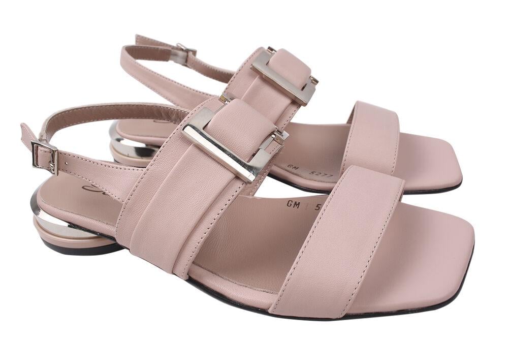 Босоножки женские Sattini из кожи на низком ходу р. 37 Пудровый (134-20LBC)