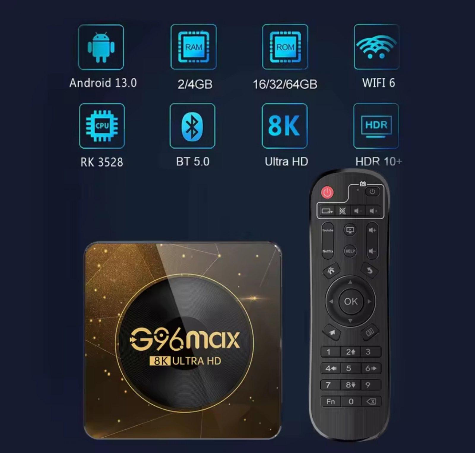 ТВ-приставка Smart TV G96 max RK3528 Android 13 Тb Бокс 4/32 Gb Андроїд 13 (35283528) - фото 5 ТВ-приставка Smart TV G96 max RK3528 Android 13 Тb Бокс 4/32 Gb Андроїд 13 (35283528) - фото 5