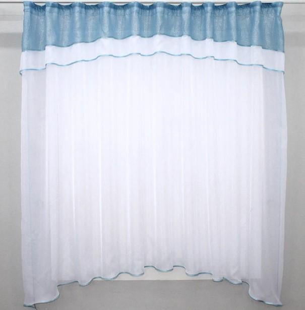Гардина кухонная с аркой 270х170 см Белый/Голубой (036к)