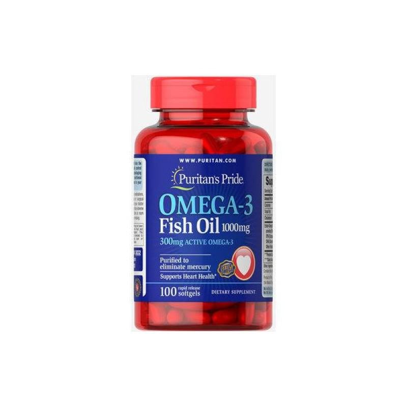 Жирні кислоти Fish Oil Puritan's Pride Omega-3 1000 мг 300 мг 100 капс. (PTP-13832)