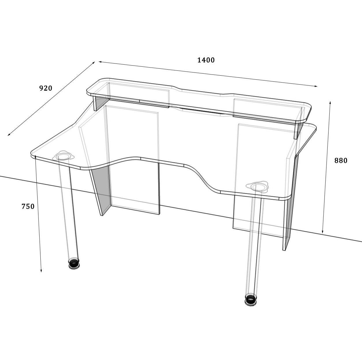 Стіл геймерський Zeus Comfy-Home Darrius ламінований ДСП Чорний/Червоний - фото 4 Стіл геймерський Zeus Comfy-Home Darrius ламінований ДСП Чорний/Червоний - фото 4