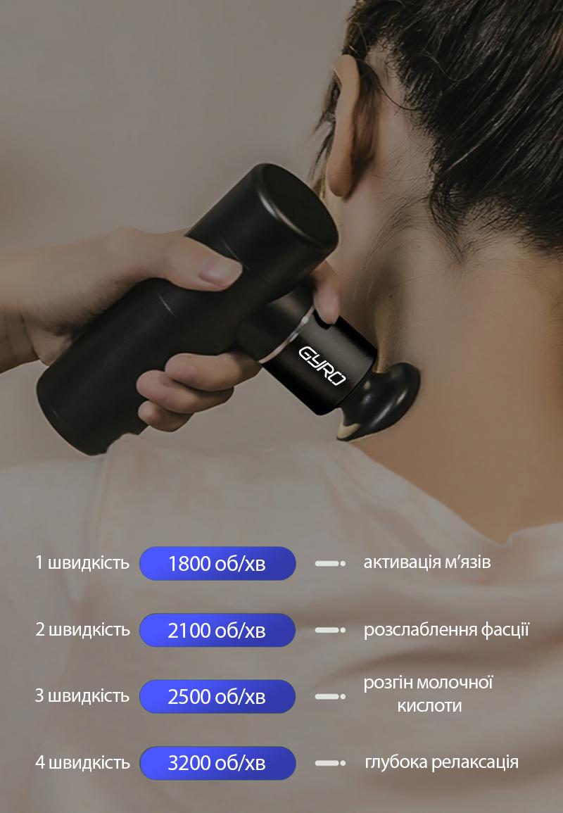 Перкуссионный массажер для тела и мышц Gyro Muscle Mini Gun Massager Black (4657556) - фото 7 Перкуссионный массажер для тела и мышц Gyro Muscle Mini Gun Massager Black (4657556) - фото 7