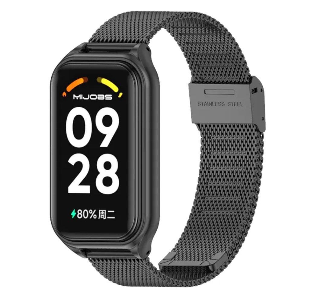 Ремінець металевий Mijobs Milan для фітнес браслета Xiaomi Mi Smart Band 8 Active Black (2066314259) - фото 2