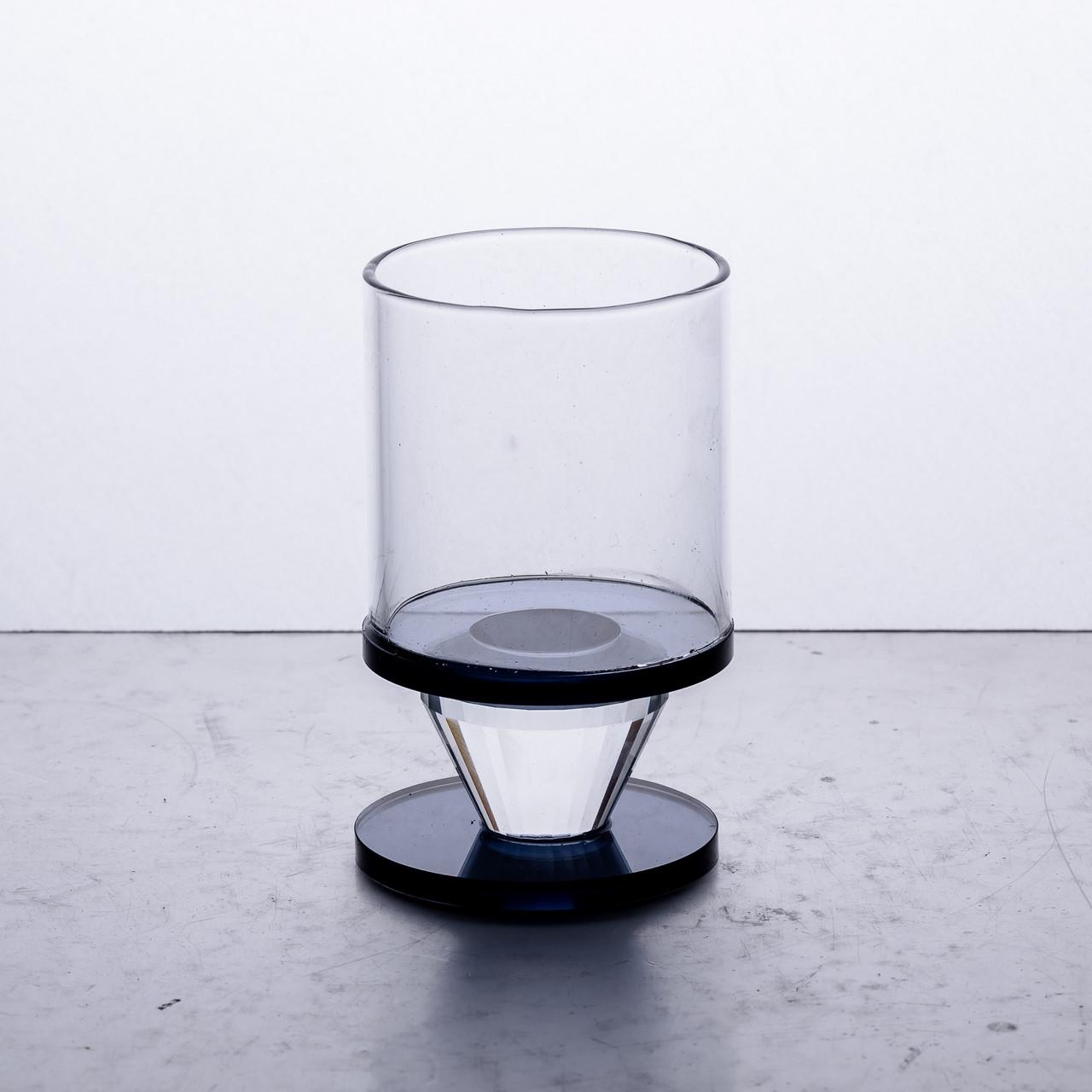 Подсвечник стеклянный на одну свечу бокал на ножке декоративный 6x10 см Серый (6915)