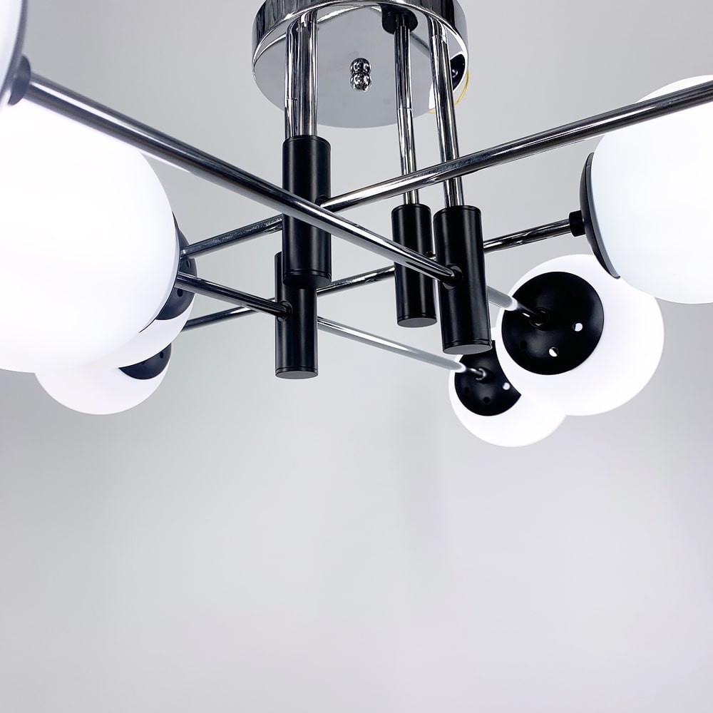 Люстра стельова на 8 білих плафонів Ø 85 см Хром (51797/8 CH+BK+WT) - фото 3 Люстра стельова на 8 білих плафонів Ø 85 см Хром (51797/8 CH+BK+WT) - фото 3