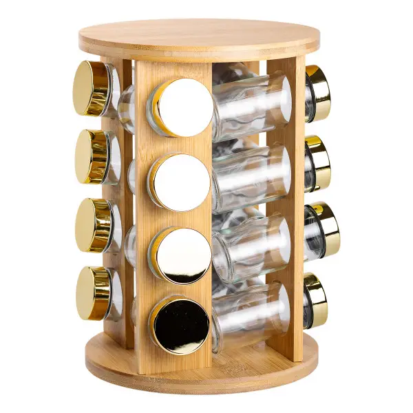 Набір ємностей для спецій YIWU на дерев'яній підставці 16 баночок по 110 мл Прозорий (147-107-HP-1367) - фото 4