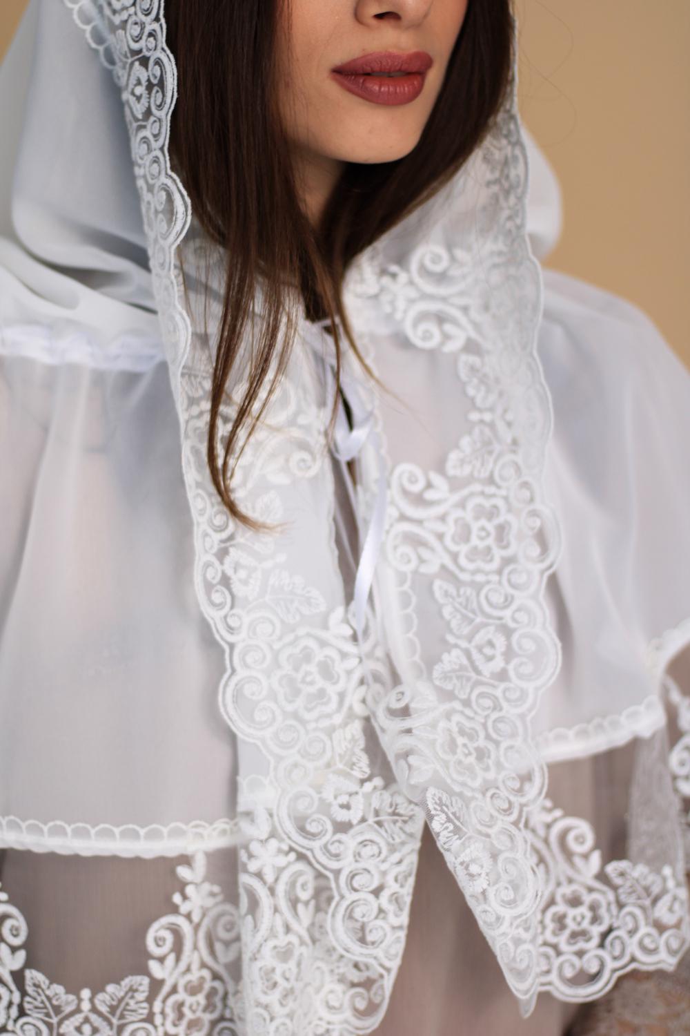 Палантин для храму на голову Ніжно-молочний (п008) - фото 11