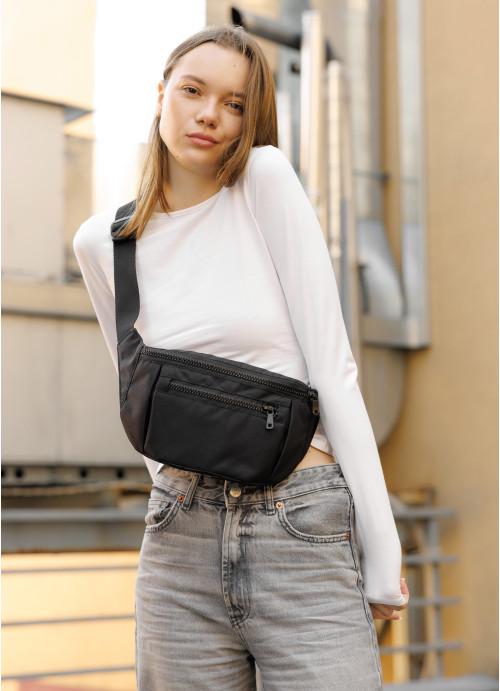 Поясна сумка жіноча Sambag тканинна Чорний (839038617)