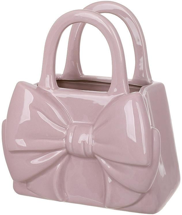 Ваза керамічна Бант у формі сумочки 20х12х22,5 см Рожевий