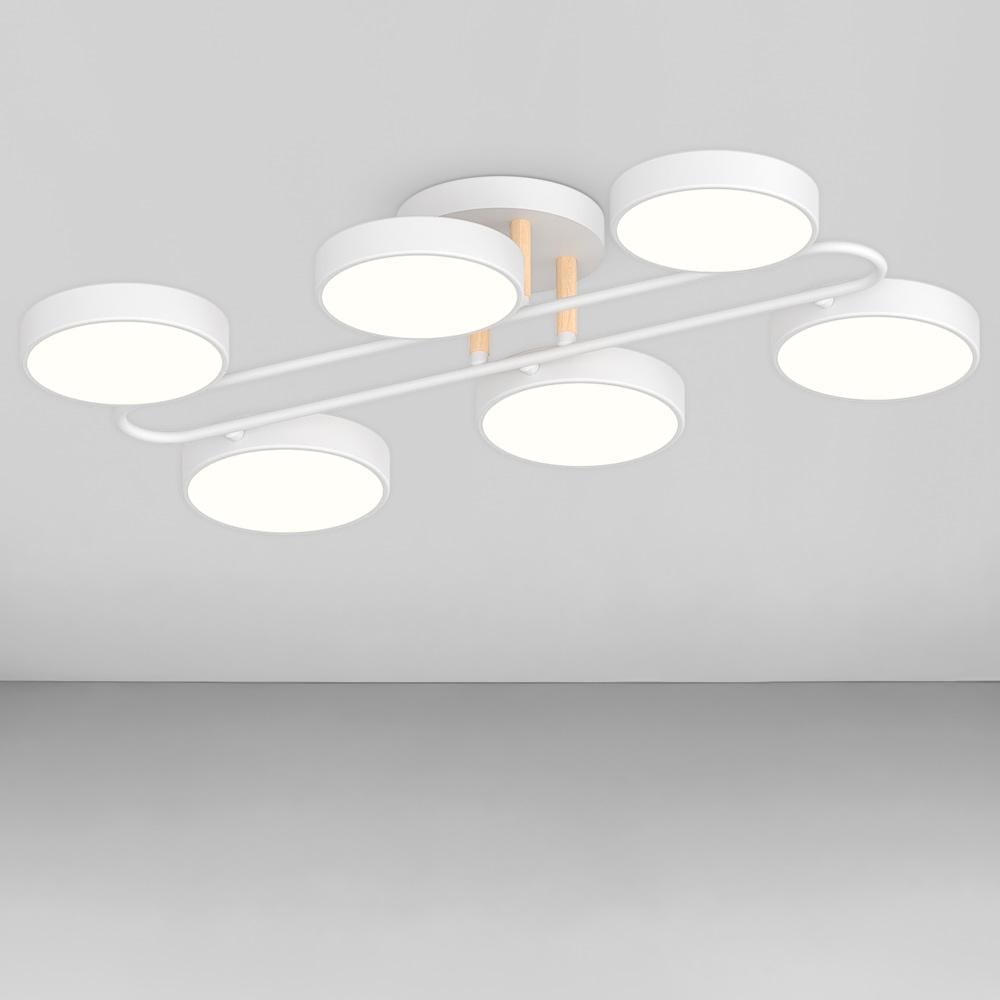 Люстра стельова світлодіодна Lighthouse SRS-20257-6 Білий/Дерево