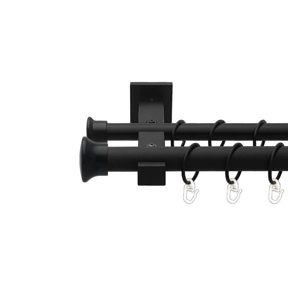 Карниз Orvit Дуо металевий дворядний техно гладка труба кільце металеве 19/19 мм 240 см Чорний матовий (2276987361)