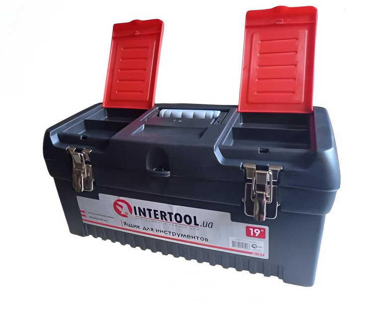 Ящик для инструментов с металлическими замками Intertool BX-1019 19" 483x242x240 мм (26447237) - фото 2