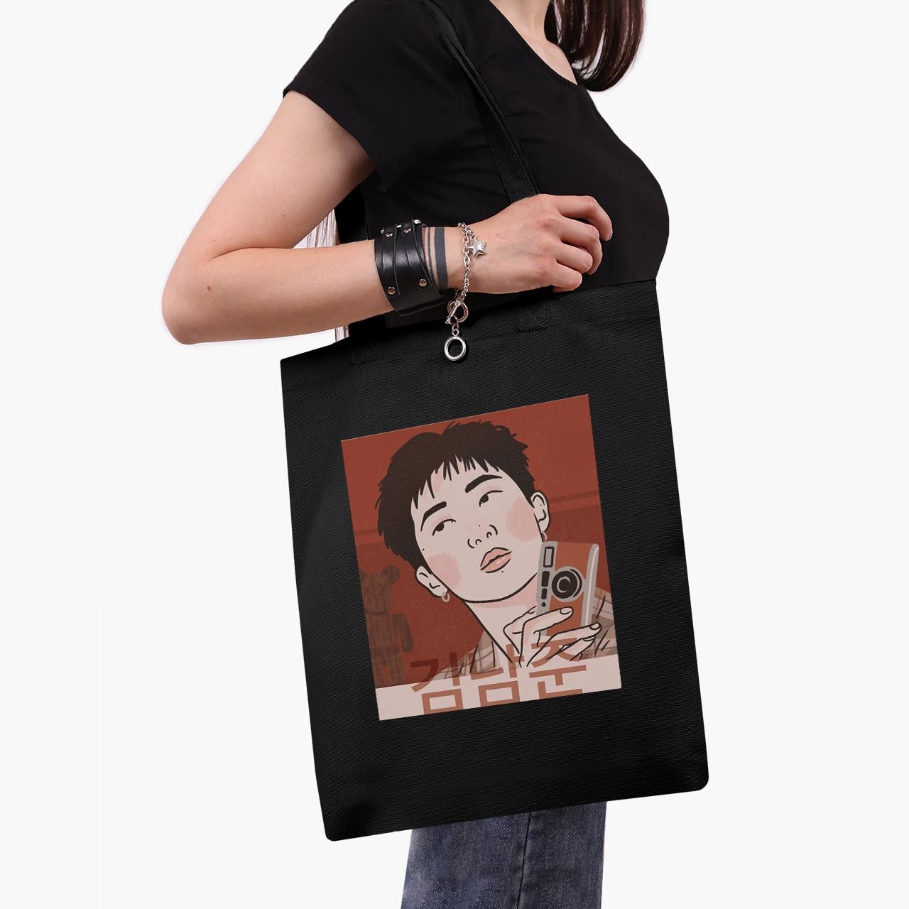 Эко сумка шоппер Kim Nam Joon BTS 41x35 см Черный (9227-3261-BKZ)