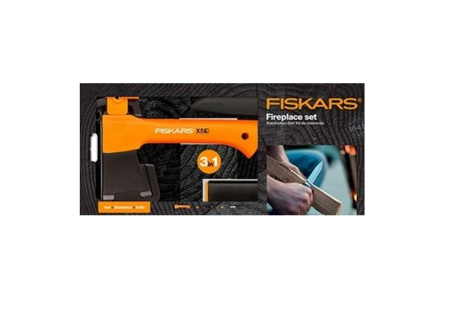 Подарочный набор Fiskars топор XXS X5 1015617/нож/точилка (1057913)