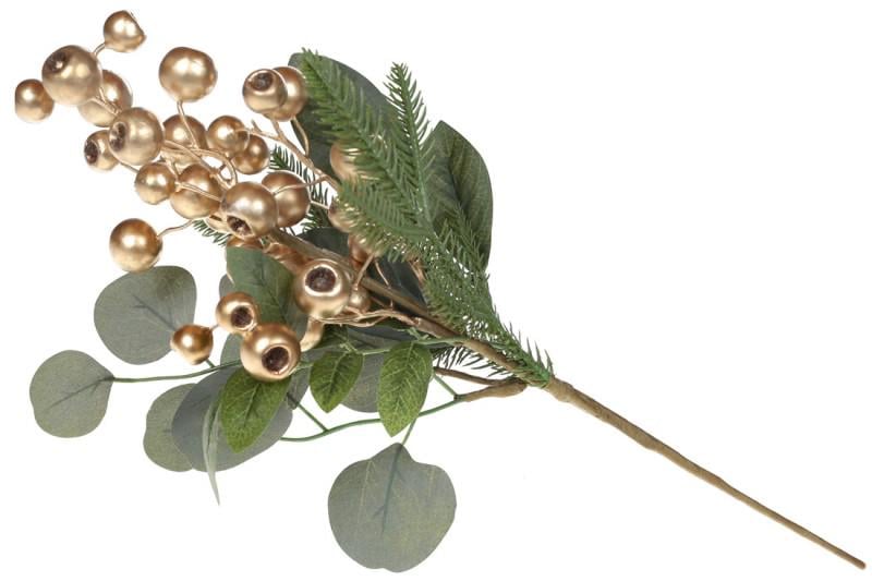 Декорация новогодняя Ветка YE1005 с золотыми ягодами 43 см (100657)