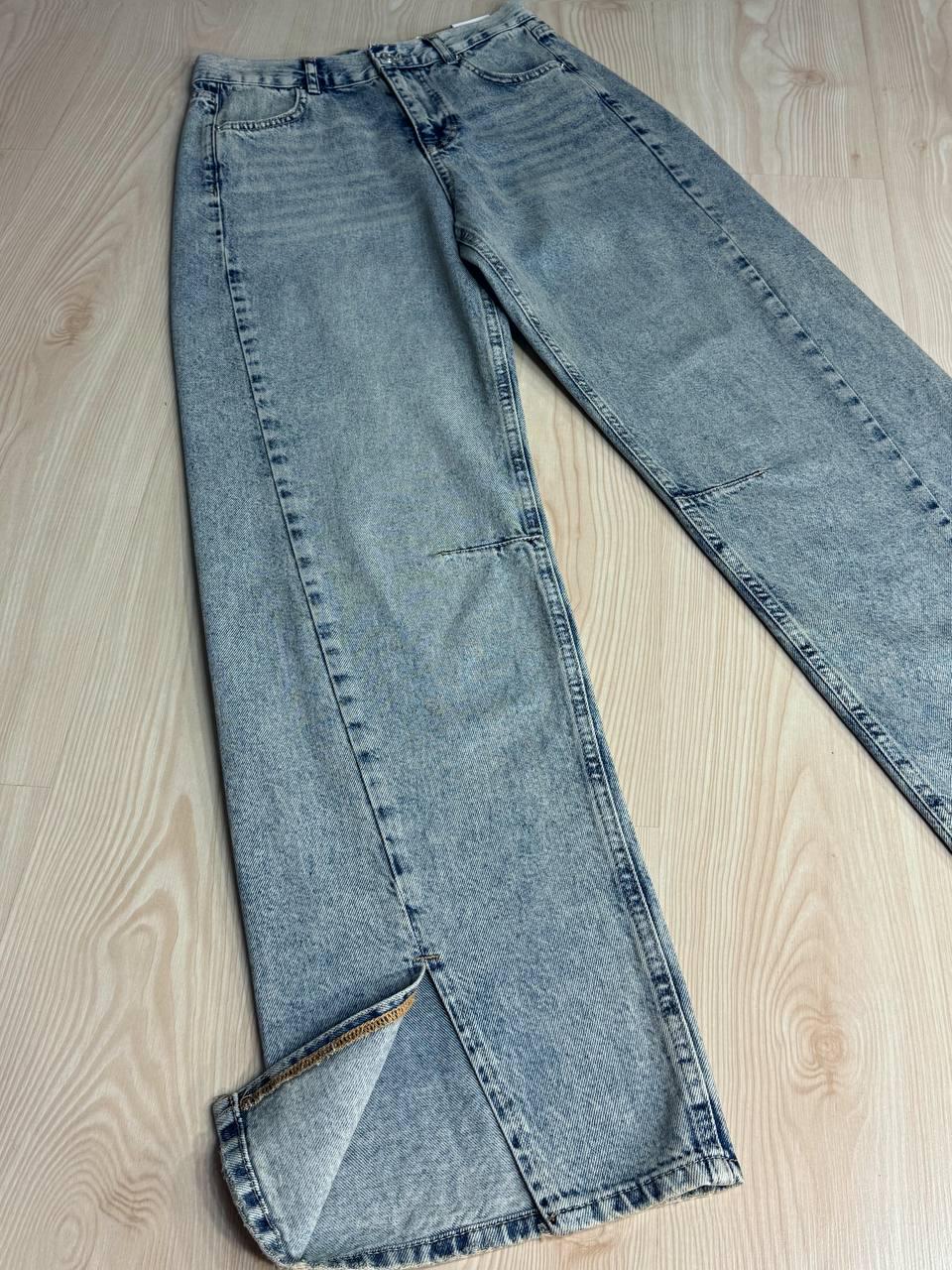 Джинси жіночі ITS Basic 3055 LOOSE FIT косий шов розріз знизу прямі р. 36 Сіро-зелений (1408) - фото 6